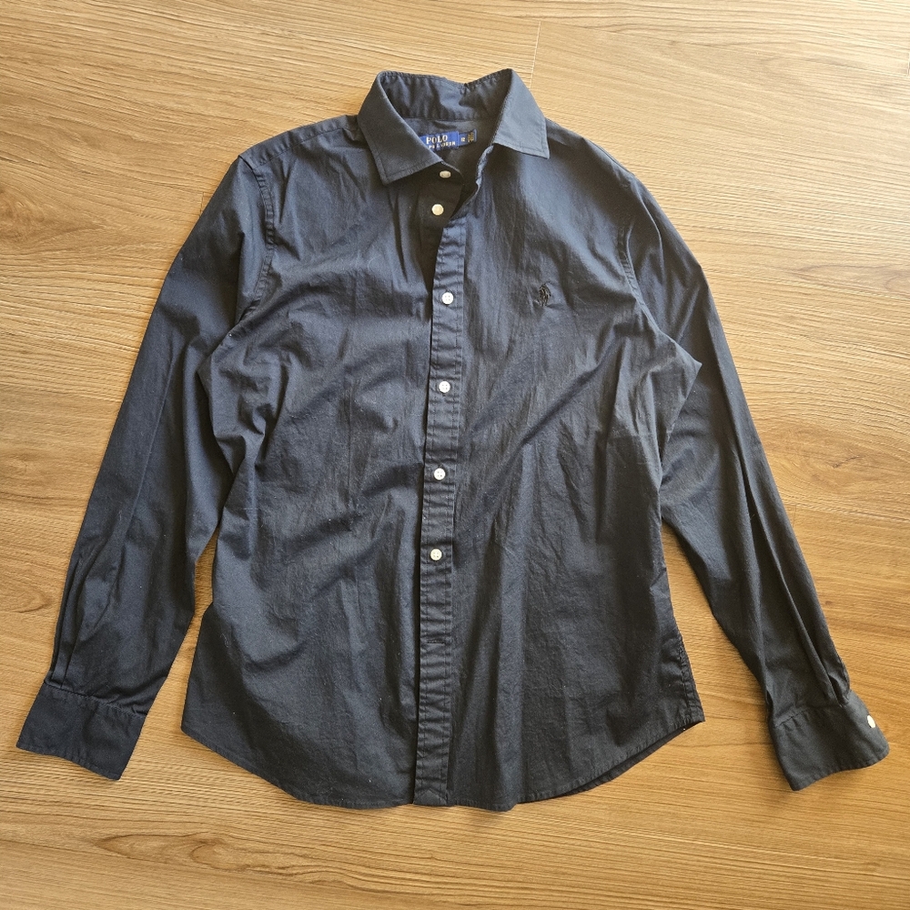 Polo Ralph Lauren Womens Slim Fit Dark Long Sleeve Shirt Button Up Size 12